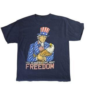 Vintage Blue Tshirt Uncle Sam Bald Eagle Freedom Patriotic USA
